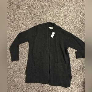 LOFT Charcoal Open Front Cardigan